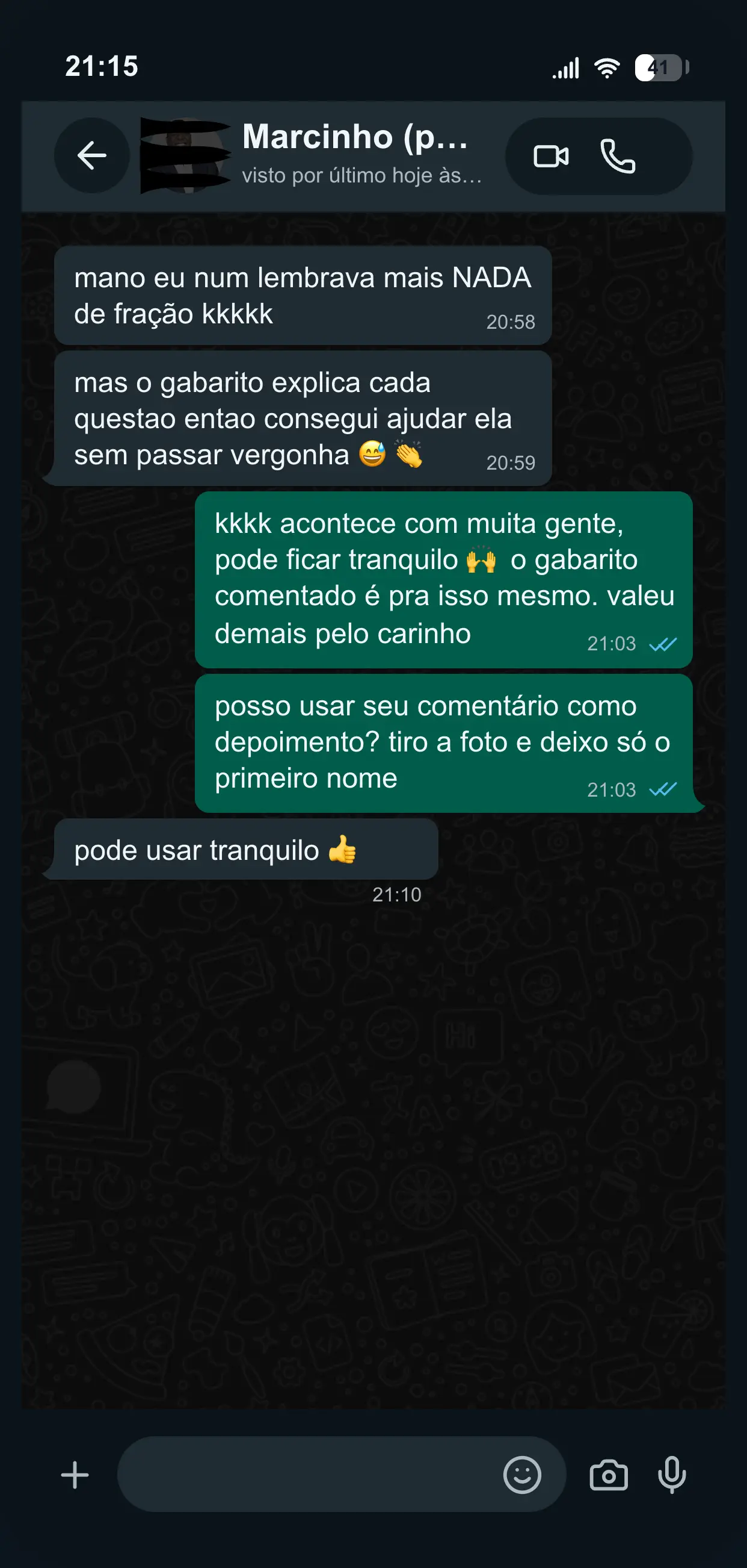 Print de conversa com cliente 2