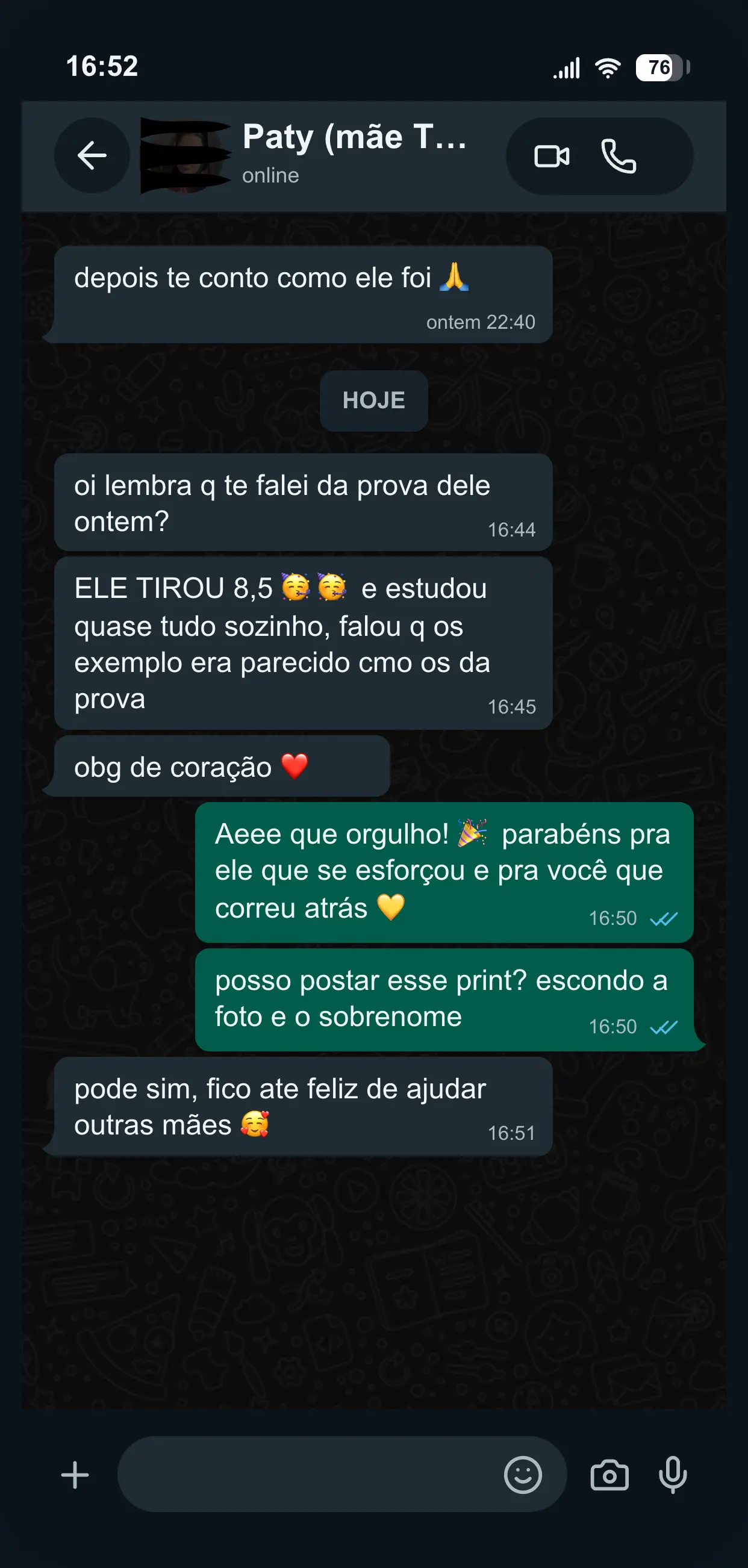 Print de conversa com cliente 4